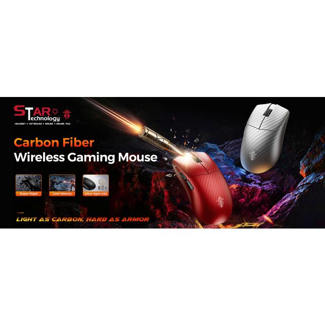 Factory price ultralight Carbon Fiber Gaming Mouse ,Tri-Mode Wired 2.4G Bluetooth, PAW3395, 1000/8000Hz Polling Rate, for gaming for sale at factory direct price