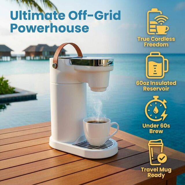 COKAFEGO CF01 All In One Outdoor Coffee Station Wireless Rechargeable Coffee Brewer with Insulated Water Reservoir
