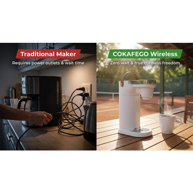 COKAFEGO CF01 KCup Compatible Coffee Maker Wireless Portable Single Serve Brewer for Pod and Ground Coffee Brewing