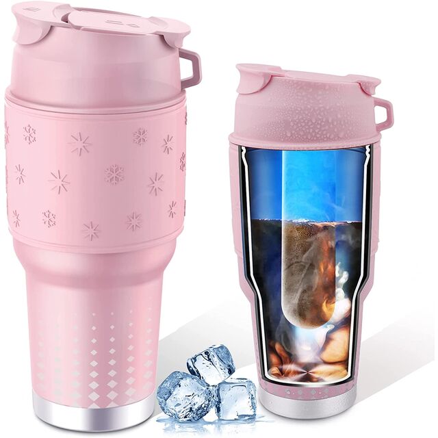 Zero Dilution Iced Drink Tumbler, Patented Instant Chiller Stainless Steel Cup, 30oz Double Wall Vacuum Insulated Cold Brew CUP