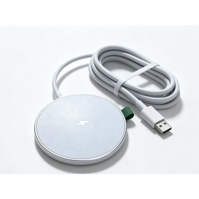 Ultra-Slim 15W Magnetic Wireless Charger, Fast Charging Pad with 1m Type-C Cable, for iPhone Android, 5.7cm Compact, White for sale at factory direct price