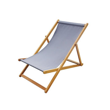 Tumbona plegable, tela y marco de madera maciza silla de playa con respaldo  ajustable, silla de jardín plegable al aire libre, resistente a la
