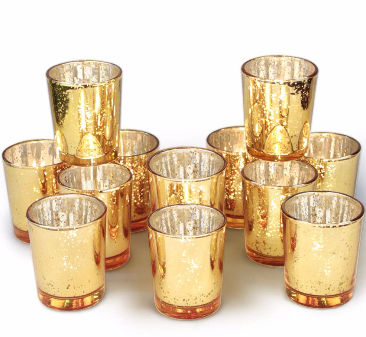 Gold Metal Stemless Candle Cups With Metal Candle Lids For Home