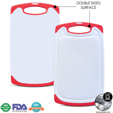 3-Piece Set of Extra Large Cutting Boards Dishwasher Safe Chopping Boards  with Juice Grooves, Easy Grip Handle, and BPA-Free Plastic Material