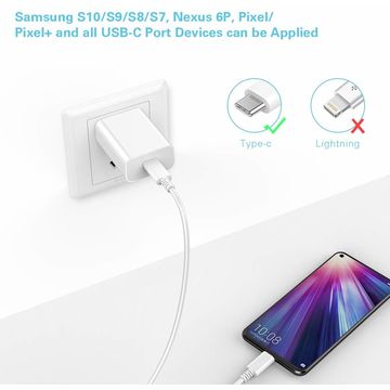 Cargador rápido de 18 W portátil tipo C + cabezal de carga USB con puertos  PD + QC3.0