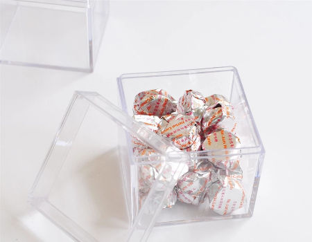 12 Transparent Cube Wedding Favor Candy Box Plastic Clear Sweet Gift Boxes Xmas 