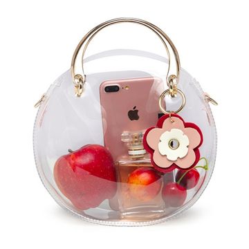 Women Clear Summer Beach Transparent Jelly Bag Shoulder Bags Handbag  Crossbody Bags ROSE RED