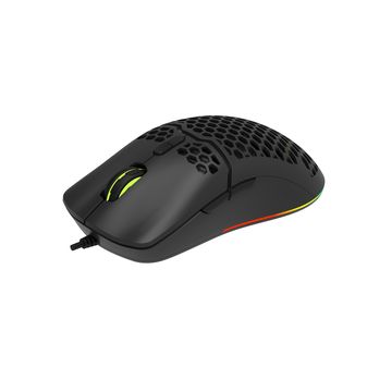 DELUX Ergonomische, leichte Multi-Color Gaming-Maus mit bis zu 7200 DPI, Kabel und RGB-Beleuchtung