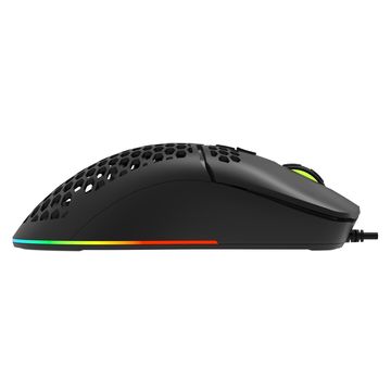DELUX Ergonomische, leichte Multi-Color Gaming-Maus mit bis zu 7200 DPI, Kabel und RGB-Beleuchtung