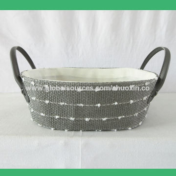 Cesta de almacenamiento de regalo de paja de papel, mango de pvc, para almacenamiento en el hogar y regalo