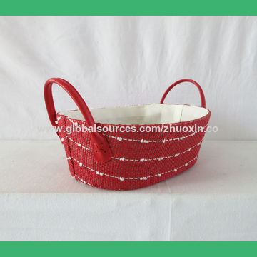 Cesta de almacenamiento de regalo de paja de papel, mango de pvc, para almacenamiento en el hogar y regalo