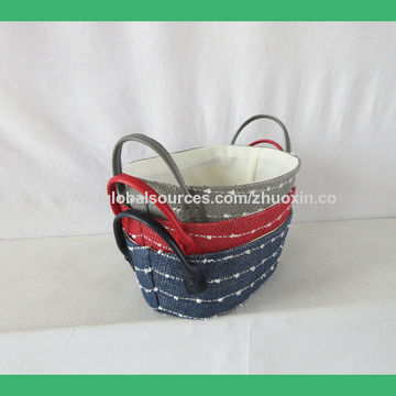 Cesta de almacenamiento de regalo de paja de papel, mango de pvc, para almacenamiento en el hogar y regalo