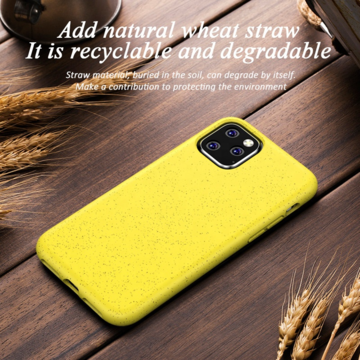 Para iPhone 15 Pro Wheat Straw TPU Funda para teléfono a prueba de golpes  con cordón