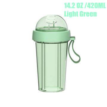 420ml Water Bottle Two Straws Outdoor Portable Bottle Two Kinds of Water  Student Plastic Cup Gift