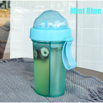 420ml Water Bottle Two Straws Outdoor Portable Bottle Two Kinds of Water  Student Plastic Cup Gift