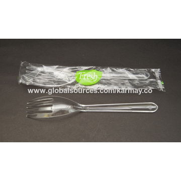 Cubiertos de plástico de un solo uso, envueltos a petición disponible, adecuados para cualquier uso alimentario