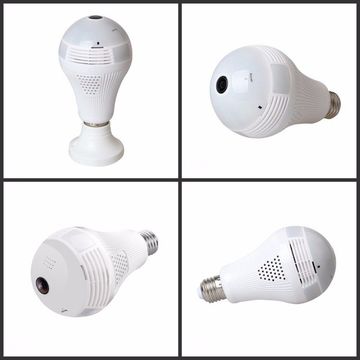 360 degree wifi bulb fisheye wireless spy camera two way audio and support TF card
