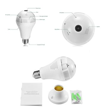 360 degree wifi bulb fisheye wireless spy camera two way audio and support TF card