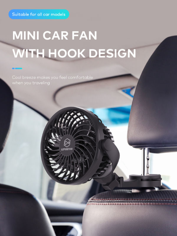 Electric Car Cooling Fan with 3 Speed Adjustment and Colorful Light,USB Car Fan Air Conditioner Dashboard Cooling Fan Red-eye Car Fan 