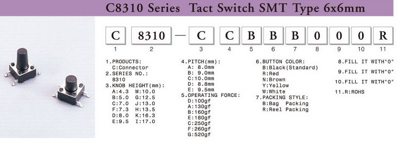 Taiwan Tact Switch Smt Type 6x6mm Round Knob On Global Sources Tact Switch Tact Switch Smt