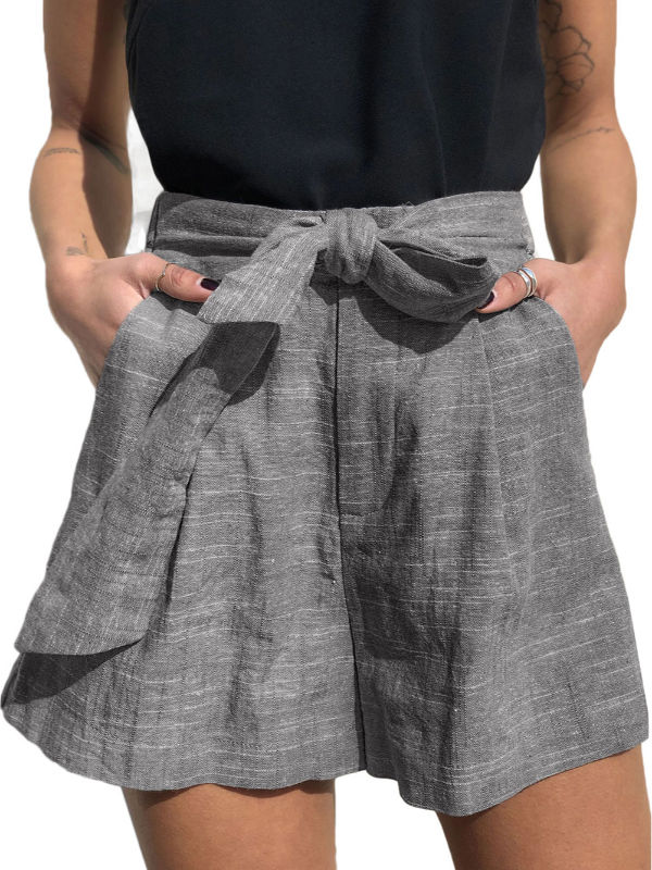 womens high waisted tie shorts