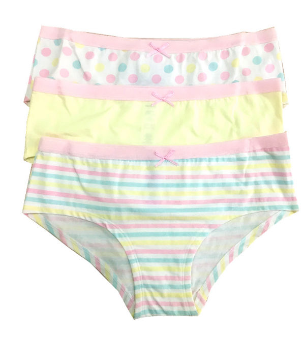 JDEFEG Teen Underwear For Girls Ages 14-16 Women Colorful Summer Cotton  Striped Briefs French Style Rainbow Underwear Rise Underpants Girl Panty