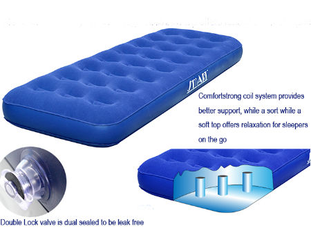 Flocked Single Air Bed Camping, Twin Bed Air Mattress Size