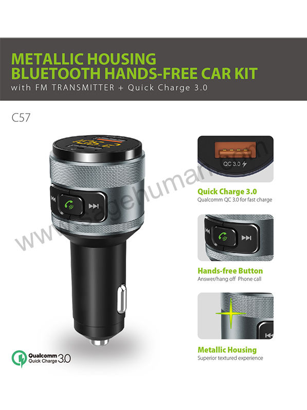 Transmetteur Bluetooth vers FM pour Voiture avec USB QC 3.0 Port Fast  Charging