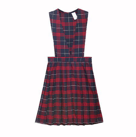 red tartan school pinafore