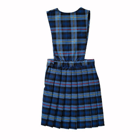 navy tartan school pinafore