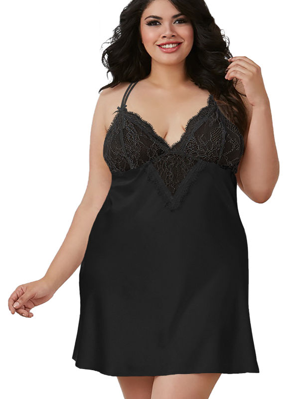 China Women's Sexy Plus Size Silky Satin Charmeuse Chemise, Fetish ...