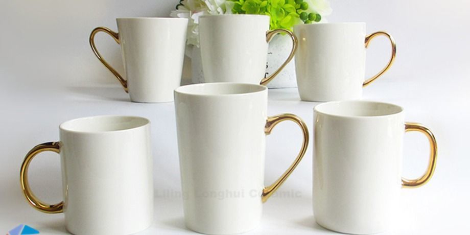 Custom mugs and Personalized mugs Gold Foil Handle Custom Logo