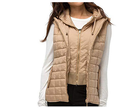 Bodywarmer with clearance hood womens