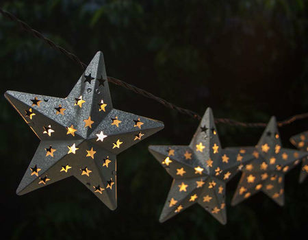 galvanized metal star string lights