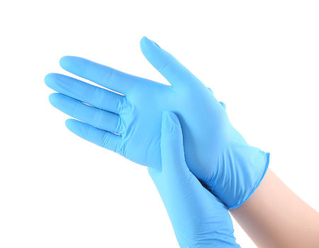 blue hospital gloves