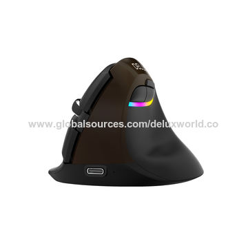 DELUX Bluetooth Computer Optische Maus mit 6 Tasten, 2400 DPI, RGB-Hintergrundbeleuchtung, Wiederaufladbar, Vertikale RF-Maus für Büro