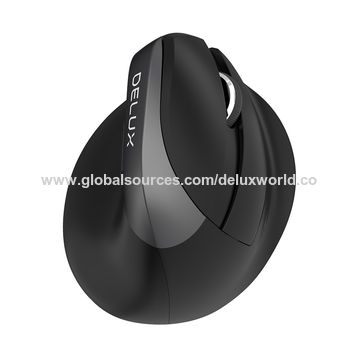 DELUX Bluetooth Computer Optische Maus mit 6 Tasten, 2400 DPI, RGB-Hintergrundbeleuchtung, Wiederaufladbar, Vertikale RF-Maus für Büro