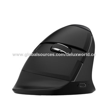 DELUX Bluetooth Computer Optische Maus mit 6 Tasten, 2400 DPI, RGB-Hintergrundbeleuchtung, Wiederaufladbar, Vertikale RF-Maus für Büro