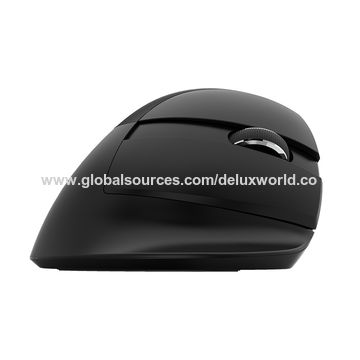 DELUX Bluetooth Computer Optische Maus mit 6 Tasten, 2400 DPI, RGB-Hintergrundbeleuchtung, Wiederaufladbar, Vertikale RF-Maus für Büro