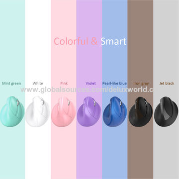 DELUX Bluetooth Computer Optische Maus mit 6 Tasten, 2400 DPI, RGB-Hintergrundbeleuchtung, Wiederaufladbar, Vertikale RF-Maus für Büro
