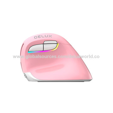 DELUX Bluetooth Computer Optische Maus mit 6 Tasten, 2400 DPI, RGB-Hintergrundbeleuchtung, Wiederaufladbar, Vertikale RF-Maus für Büro