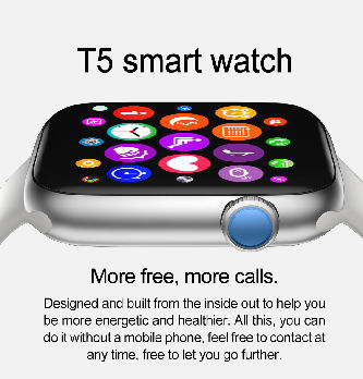 China Full Touch Screen Smartwatch Waterproof Heart Rate Monitor Smart Bracelet T5 Smart Watch BT Call
