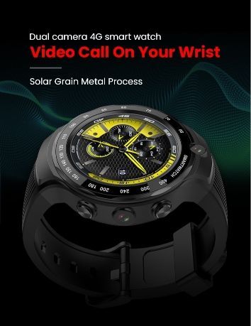 China 4G Android Smart Watch With Dual Cameras Round Alloy Case and Silicone Bracelet