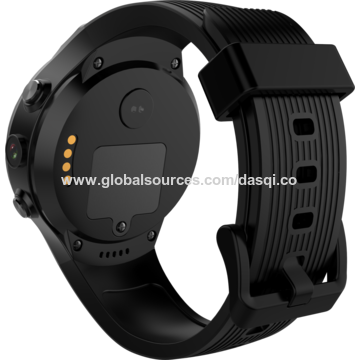 China 4G Android Smart Watch With Dual Cameras Round Alloy Case and Silicone Bracelet