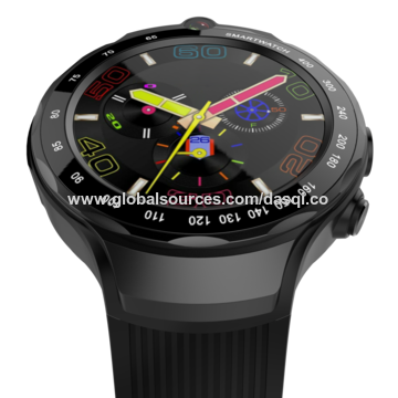 China 4G Android Smart Watch With Dual Cameras Round Alloy Case and Silicone Bracelet