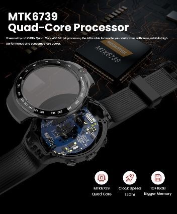 China 4G Android Smart Watch With Dual Cameras Round Alloy Case and Silicone Bracelet
