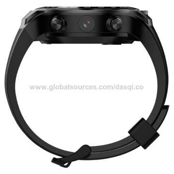China 4G Android Smart Watch With Dual Cameras Round Alloy Case and Silicone Bracelet