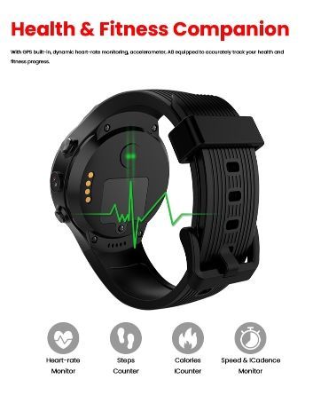 China 4G Android Smart Watch With Dual Cameras Round Alloy Case and Silicone Bracelet