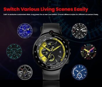 China 4G Android Smart Watch With Dual Cameras Round Alloy Case and Silicone Bracelet