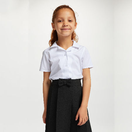 Girls' Easy Care Open Neck Short Sleeve School Blouse School
